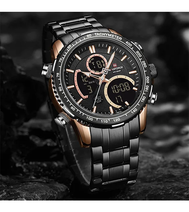 Buy NAVIFORCE NF9182 Silver Stainless Steel Dual Time Wrist Watch Online at Best Price
