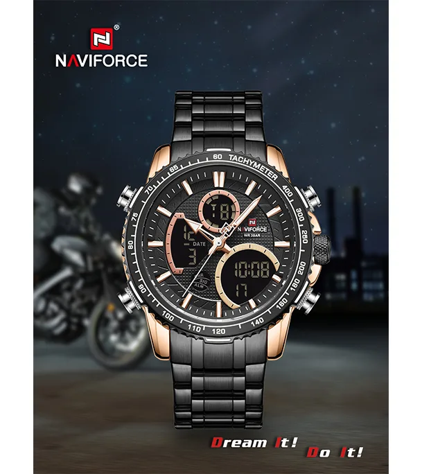 Buy NAVIFORCE NF9182 Silver Stainless Steel Dual Time Wrist Watch Online at Best Price