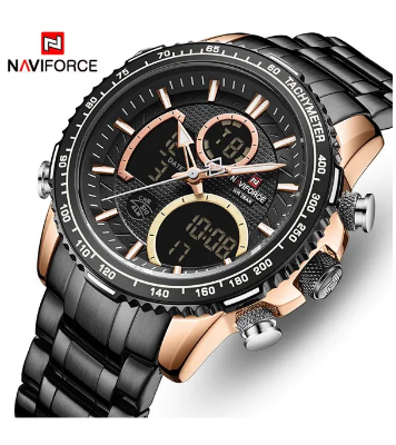 Buy NAVIFORCE NF9182 Silver Stainless Steel Dual Time Wrist Watch Online at Best Price