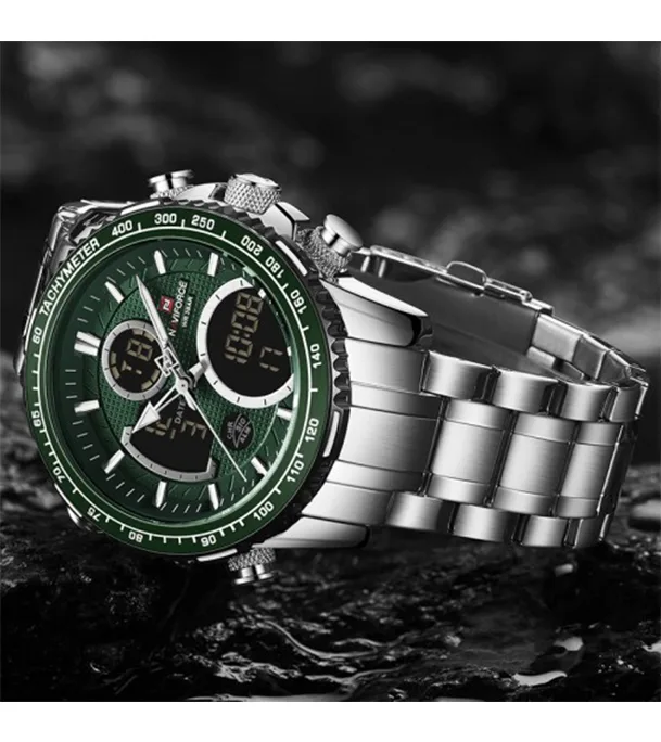 Buy NAVIFORCE NF9182 Silver Stainless Steel Dual Time Wrist Watch Online at Best Price