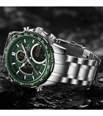 Buy NAVIFORCE NF9182 Silver Stainless Steel Dual Time Wrist Watch Online at Best Price