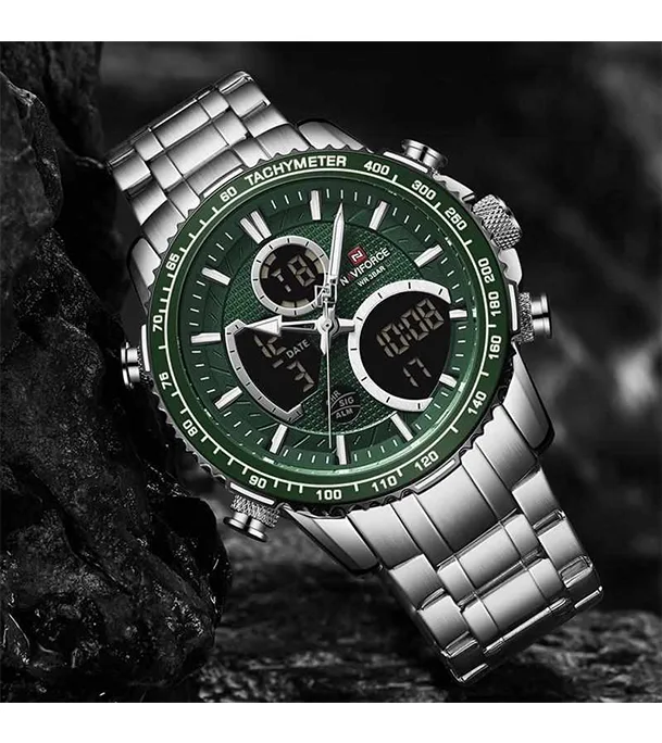 Buy NAVIFORCE NF9182 Silver Stainless Steel Dual Time Wrist Watch Online at Best Price