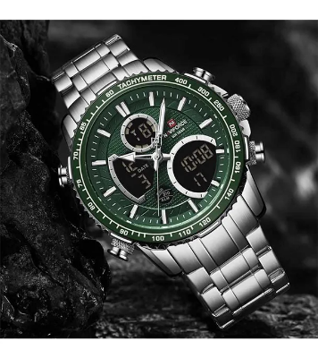 Buy NAVIFORCE NF9182 Silver Stainless Steel Dual Time Wrist Watch Online at Best Price