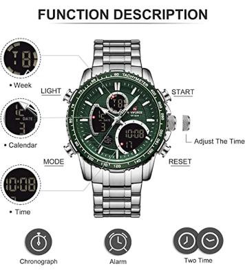 Buy NAVIFORCE NF9182 Silver Stainless Steel Dual Time Wrist Watch Online at Best Price