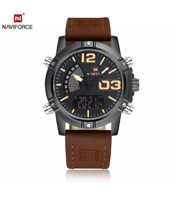 Buy NAVIFORCE NF9095 Watch For Men Dual Display Analog Digital Sports Leather Strap Online at Best Price