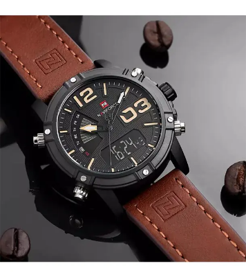 Buy NAVIFORCE NF9095 Watch For Men Dual Display Analog Digital Sports Leather Strap Online at Best Price