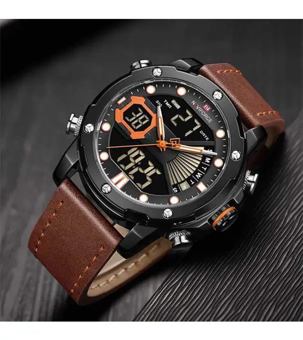 Picture of NAVIFORCE NF 9172 Military Dual-Time leather belt watche for mens