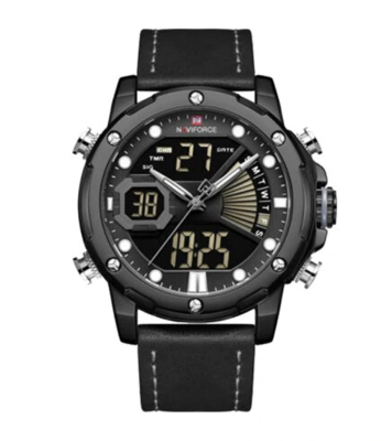 Buy NAVIFORCE NF 9172 Military Dual-Time leather belt watche for mens Online at Best Price