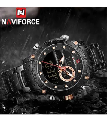 Buy NAVIFORCE 9163-BEBE Luxury Brand Stainless Steel Sports Watch Online at Best Price