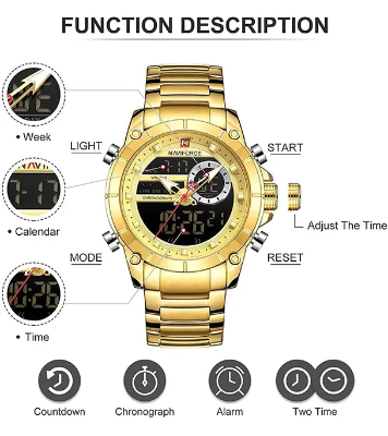 Buy NAVIFORCE 9163-BEBE Luxury Brand Stainless Steel Sports Watch Online at Best Price