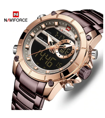 Buy NAVIFORCE 9163-BEBE Luxury Brand Stainless Steel Sports Watch Online at Best Price