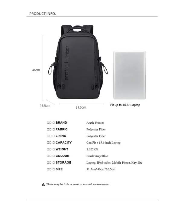 Buy B00530 Arctic Hunter Casual Backpack 15.6 Inch Laptop Bag at Best Price In Bangladesh
