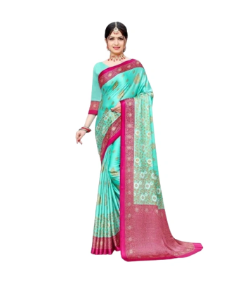 Buy Indian Silk Digital printed Saree with Blouse Pieces at Best Price In Bangladesh