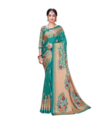 Buy Indian Silk Digital printed Saree with Blouse Pieces at Best Price In Bangladesh