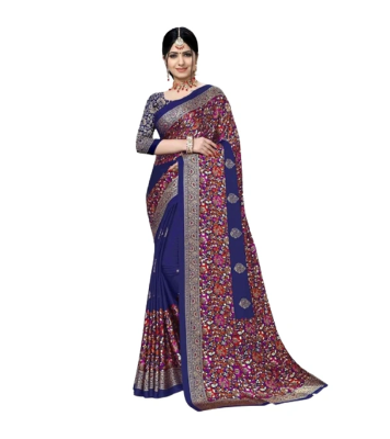 Buy Indian Silk Digital printed Saree with Blouse Pieces at Best Price In Bangladesh