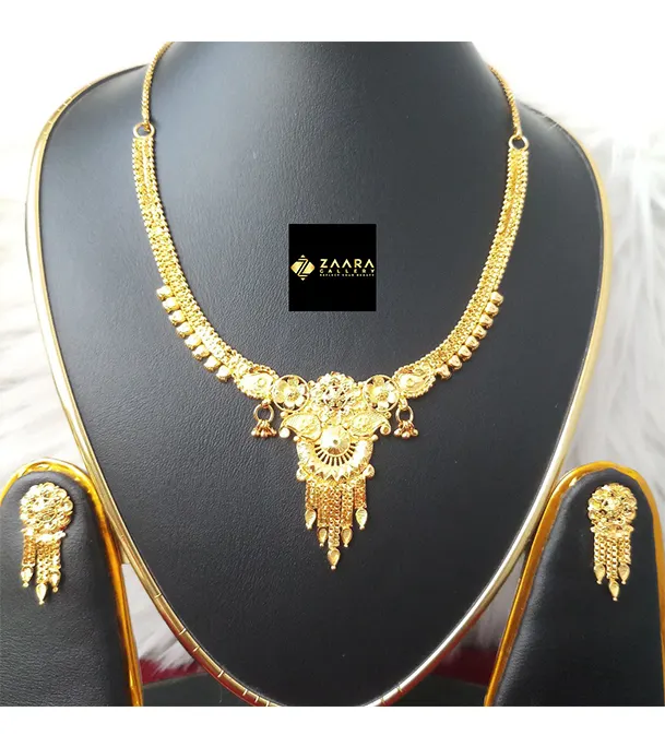Buy Forming Gold Plated 1.5 Gram Gold Color Polish  Necklace Set With Earrings- 1 Pieces For Women  at Best Price In Bangladesh
