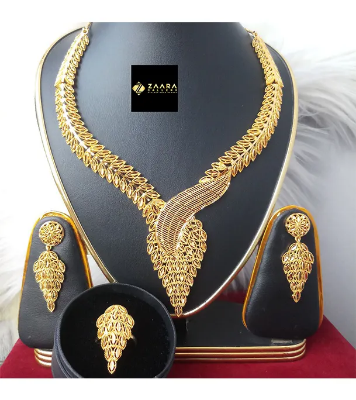 Buy Forming Gold Plated 1.5 Gram Gold Color Polish  Necklace Set With Earrings- 1 Pieces For Women  at Best Price In Bangladesh