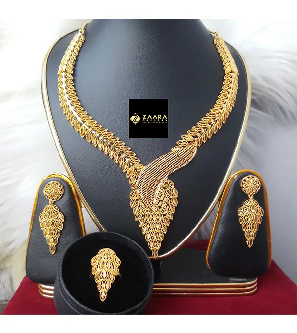 Buy Forming Gold Plated 1.5 Gram Gold Color Polish  Necklace Set With Earrings- 1 Pieces For Women  at Best Price In Bangladesh