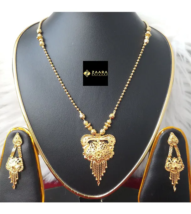 Buy Forming Gold Plated 1.5 Gram Gold Color Polish  Necklace Set With Earrings- 1 Pieces For Women  at Best Price In Bangladesh