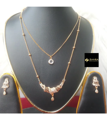 Buy Diamond Cut AD Stone Necklace Set With Earrings For Girls 