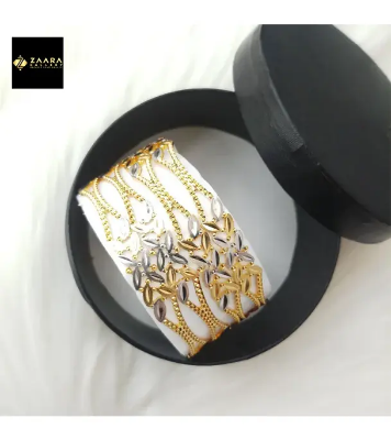 Buy City Gold/ Gold Plated & Silver Plated Two-Tone Color Laser Cut Bangles - 4 Pieces at Best Price in Bangladesh