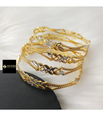 Buy City Gold/ Gold Plated & Silver Plated Two-Tone Color Laser Cut Bangles - 4 Pieces at Best Price in Bangladesh