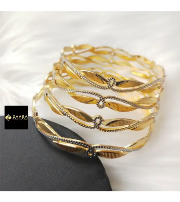 Buy City Gold/ Gold Plated & Silver Plated Two-Tone Color Laser Cut Bangles - 4 Pieces at Best Price in Bangladesh