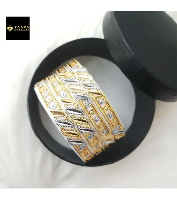 Buy City Gold/ Gold Plated & Silver Plated Two-Tone Color Laser Cut Bangles - 4 Pieces at Best Price in Bangladesh