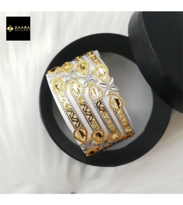 Buy City Gold/ Gold Plated & Silver Plated Two-Tone Color Laser Cut Bangles - 4 Pieces at Best Price in Bangladesh