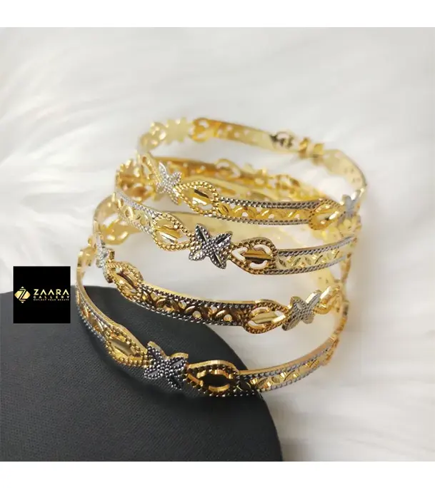 Buy City Gold/ Gold Plated & Silver Plated Two-Tone Color Laser Cut Bangles - 4 Pieces at Best Price in Bangladesh
