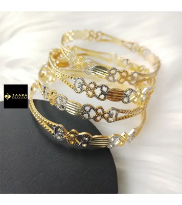 Buy City Gold/ Gold Plated & Silver Plated Two-Tone Color Laser Cut Bangles - 4 Pieces at Best Price in Bangladesh