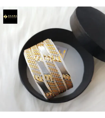 Buy City Gold/ Gold Plated & Silver Plated Two-Tone Color Laser Cut Bangles - 4 Pieces at Best Price in Bangladesh