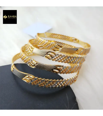 Buy City Gold/ Gold Plated & Silver Plated Two-Tone Color Laser Cut Bangles - 4 Pieces at Best Price in Bangladesh