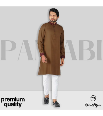 Buy GoodMan Premium Golden Color Semi Long Panjabi for Men at Best Price In Bangladesh