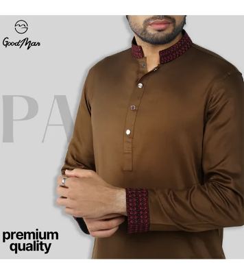 Buy GoodMan Premium Golden Color Semi Long Panjabi for Men at Best Price In Bangladesh