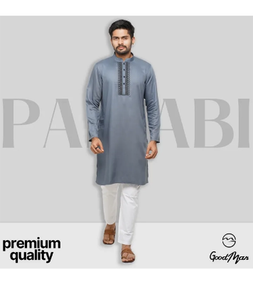 Buy GoodMan Premium Ash Color Semi Long Panjabi for Men at Best Price In Bangladesh