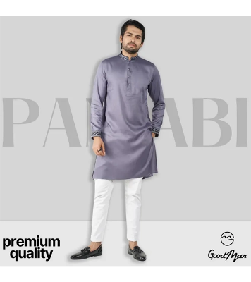 Buy GoodMan Premium Ash Color Semi Long Panjabi for Men at Best Price In Bangladesh