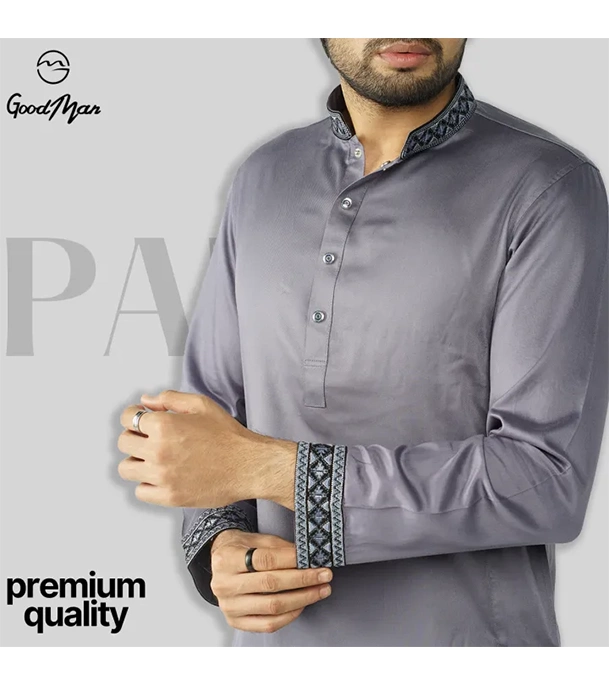 Buy GoodMan Premium Ash Color Semi Long Panjabi for Men at Best Price In Bangladesh