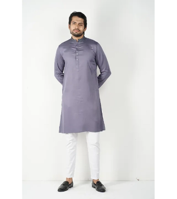 Buy GoodMan Premium Ash Color Semi Long Panjabi for Men at Best Price In Bangladesh