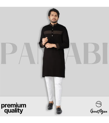 Buy GoodMan Premium Black  Color Semi Long Panjabi for Men at Best Price In Bangladesh