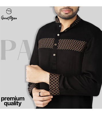 Buy GoodMan Premium Black  Color Semi Long Panjabi for Men at Best Price In Bangladesh