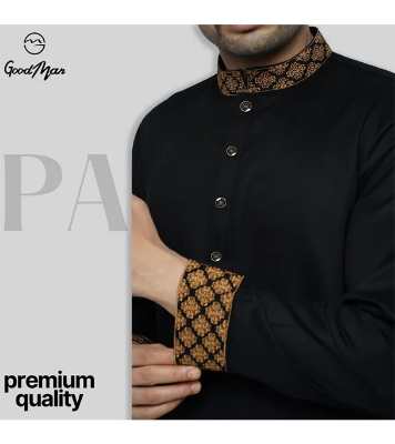 Buy GoodMan Premium Black  Color Semi Long Panjabi for Men at Best Price In Bangladesh