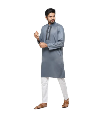 Buy GoodMan Premium Dark Ash Color Semi Long Panjabi for Men at Best Price In Bangladesh