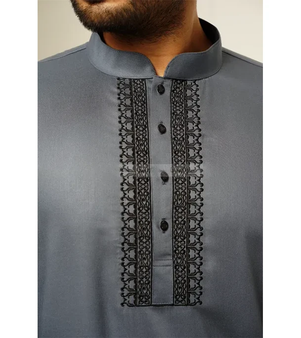Buy GoodMan Premium Dark Ash Color Semi Long Panjabi for Men at Best Price In Bangladesh