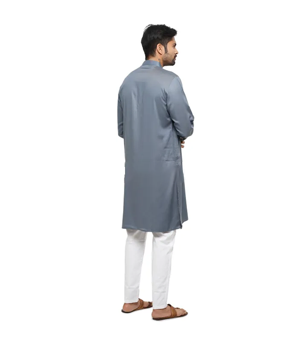Buy GoodMan Premium Dark Ash Color Semi Long Panjabi for Men at Best Price In Bangladesh