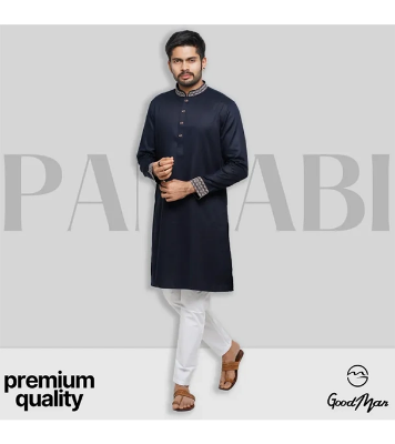 Buy GoodMan Premium Navy Blue Color Semi Long Panjabi for Men at Best Price In Bangladesh