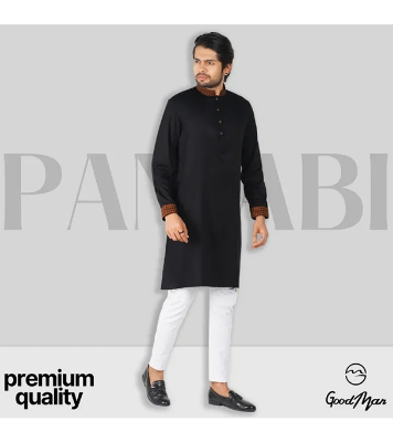 Buy GoodMan Premium Black Color Semi Long Panjabi for Men at Best Price In Bangladesh