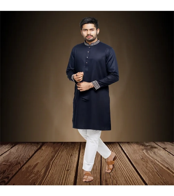 Buy GoodMan Premium Navy Blue Color Semi Long Panjabi for Men at Best Price In Bangladesh