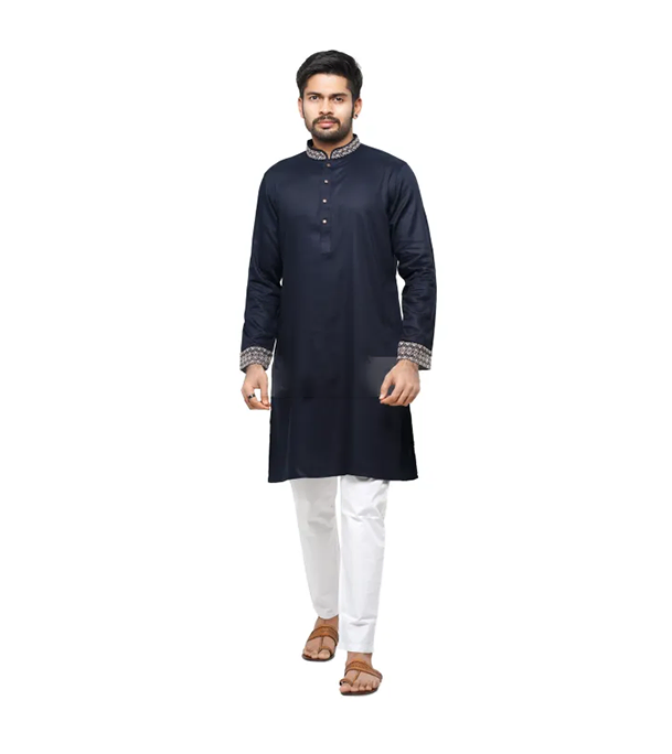 Buy GoodMan Premium Navy Blue Color Semi Long Panjabi for Men at Best Price In Bangladesh