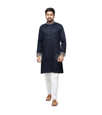 Buy GoodMan Premium Navy Blue Color Semi Long Panjabi for Men at Best Price In Bangladesh
